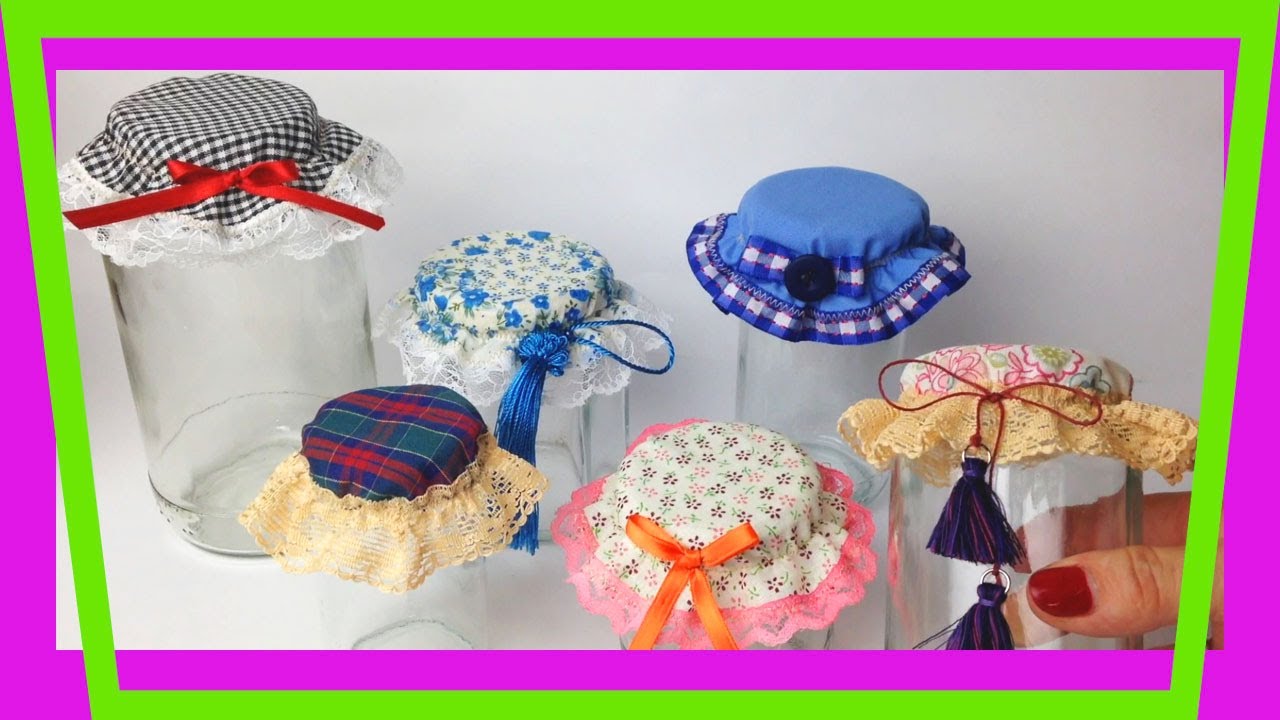 🎉Como hacer COFIAS para 🎀 Decorar FRASCOS // con o sin Máquina de coser// manualidad fácil//