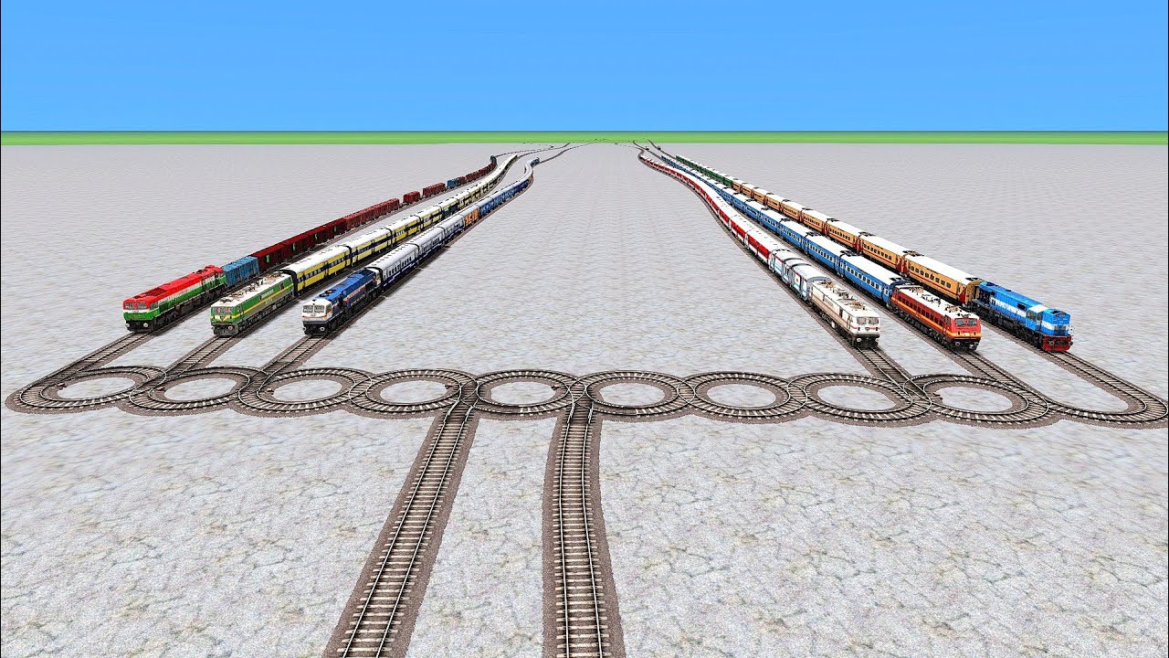 SIX TRAINS GOT TEN CURVE CIRCLES AFTER ONE TRAIN CROSSED RAILROADCROSSIN |Train Simulator|
