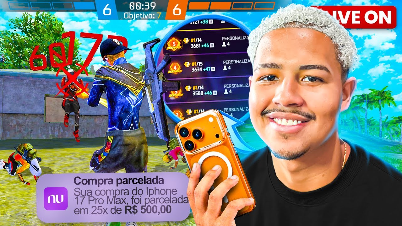 💙 JOGANDO APOSTADO ATÉ PAGAR MEU IPHONE PARCELADO! 😂💙 FREE FIRE AO VIVO 💙 PHZIN FF