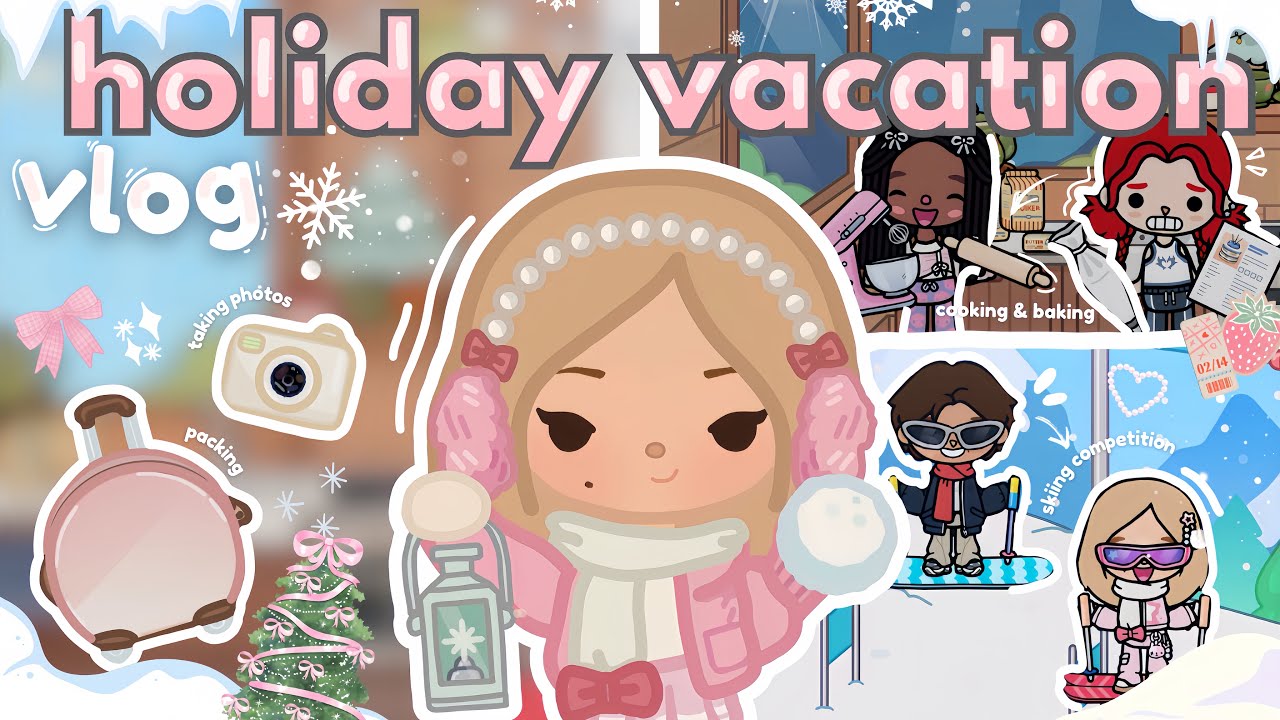 Cozy aesthetic WINTER VACATION! ❄️☃️ skiing, ice skating & cabin tour | toca boca world