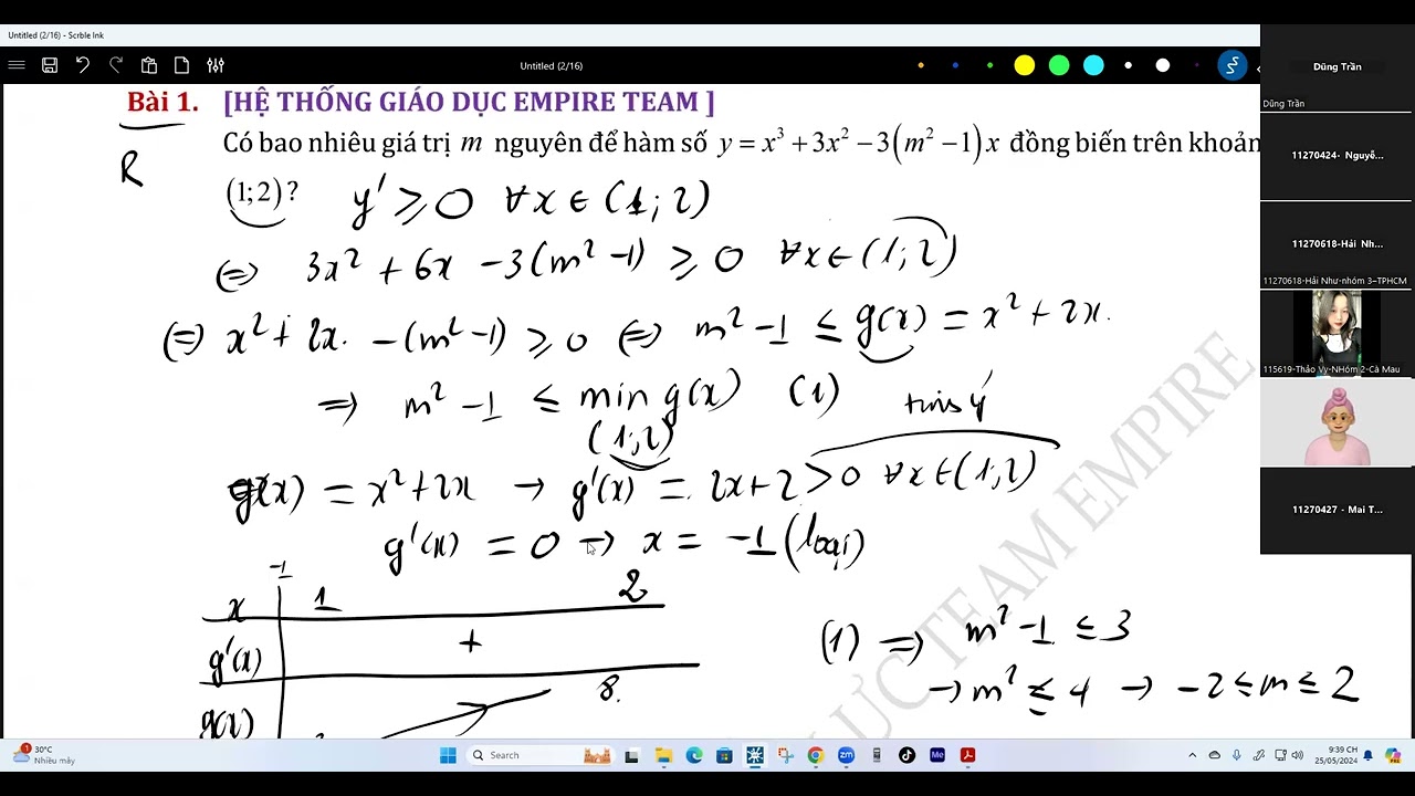 ĐIỀU KIỆN M ĐỂ HÀM SỐ ĐƠN ĐIỆU P2