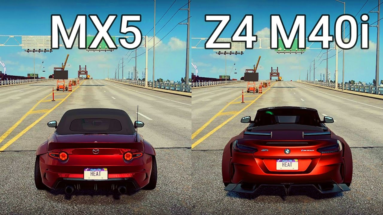 NFS Heat: Mazda MX5 vs BMW Z4 M40i - Drag Race
