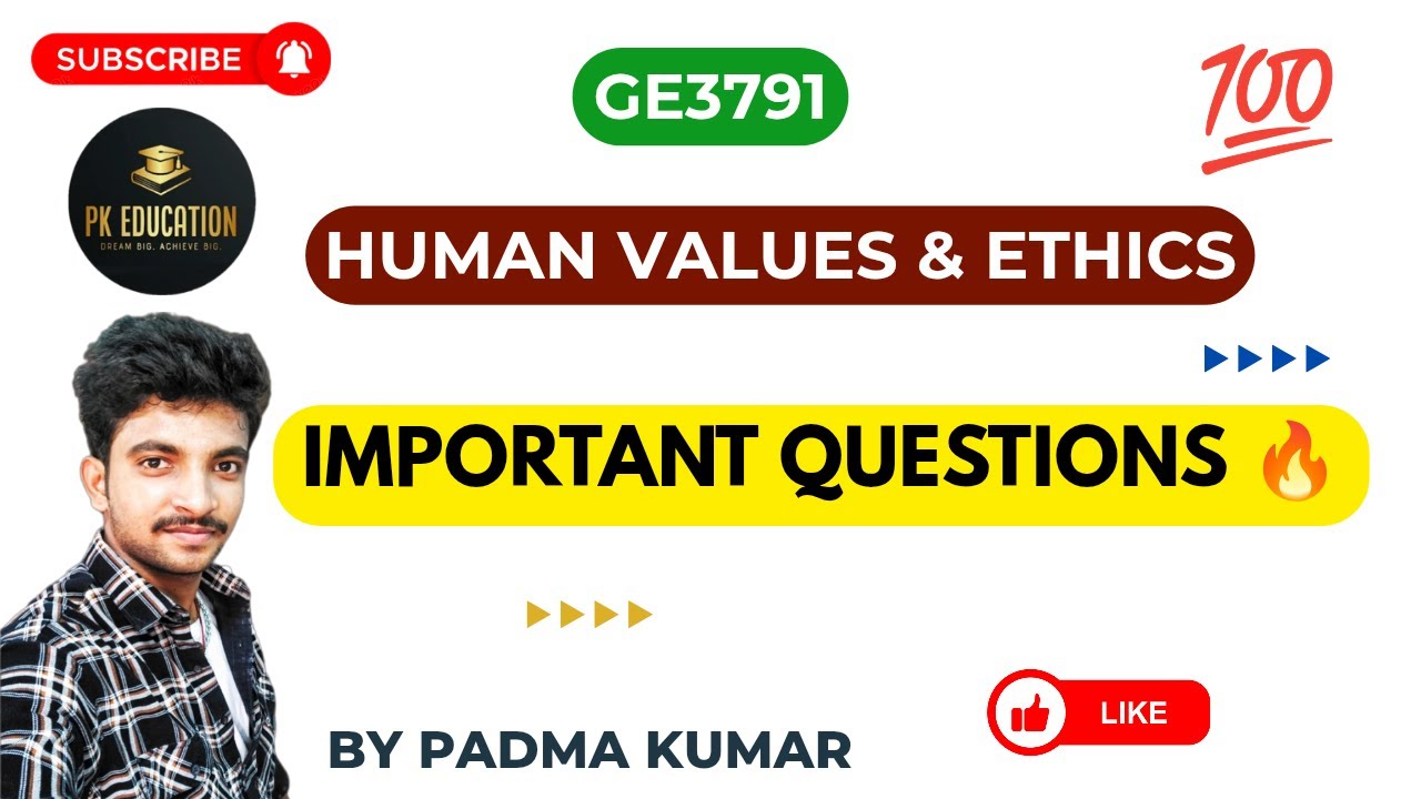 Human Values and Ethics | Important Questions | GE3791 | Anna university R2021 in Tamil