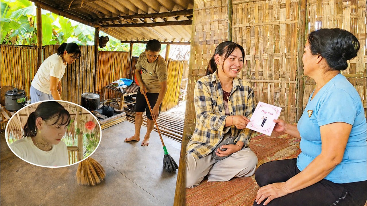 Thu and Hoi cleaned up together and went around inviting relatives to the wedding.