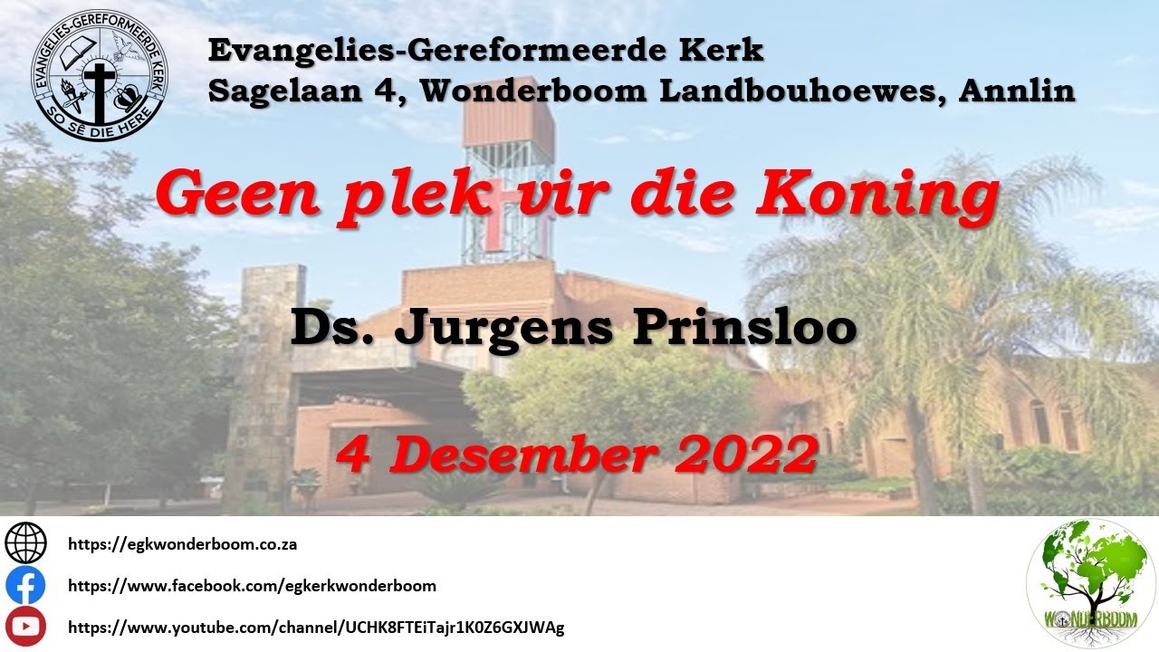Geen plek vir die Koning - Ds Jurgens Prinsloo