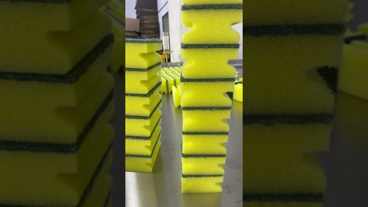 Oluklu bulaşık süngeri full otomasyon makinası / Corrugated dish sponge full automation machine.
