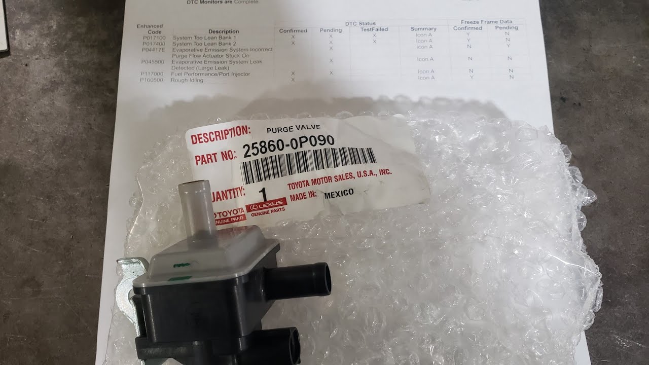 2018 toyota highlander purge valve problem