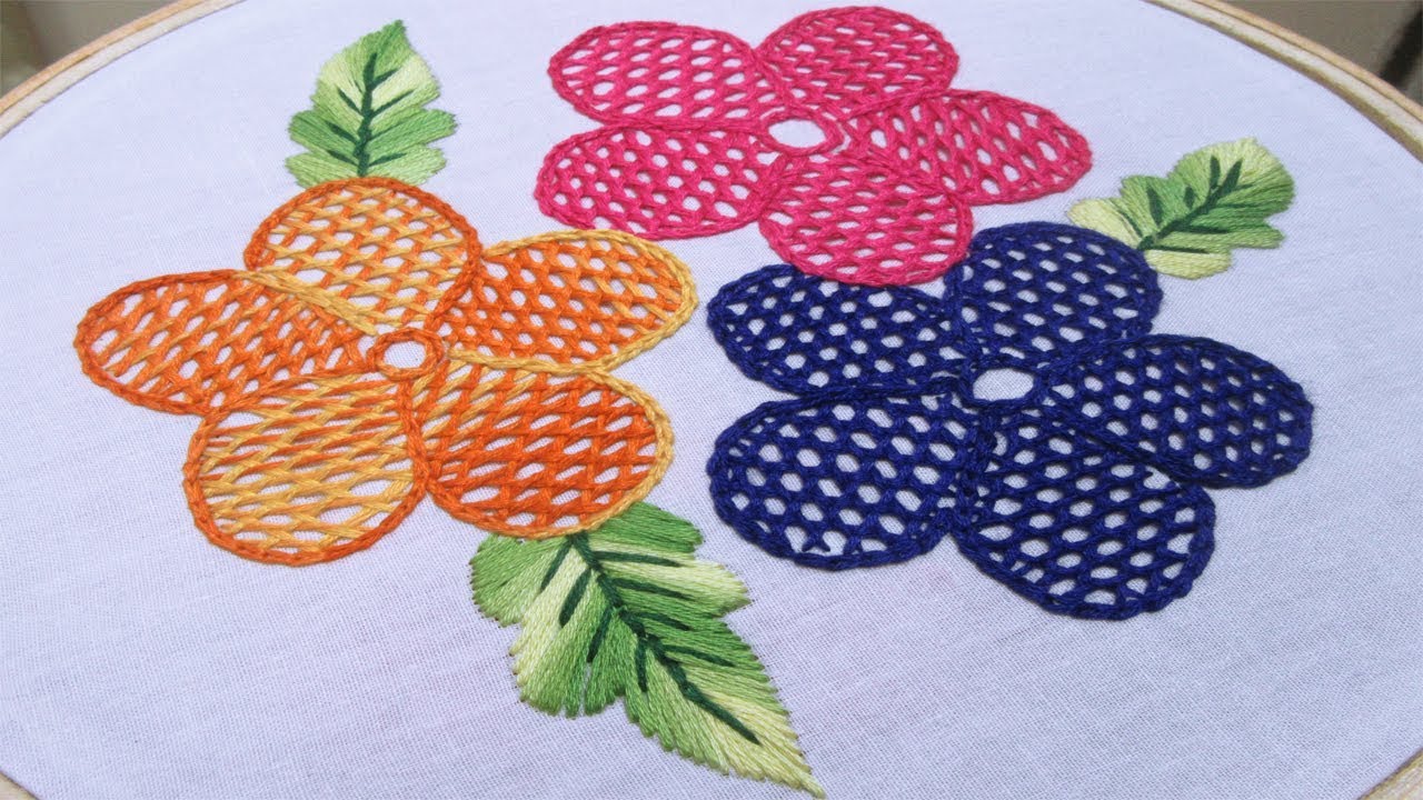 Hand Embroidery | Pillow Cover Design By Net Stitch | Hand Embroidery Designs #05