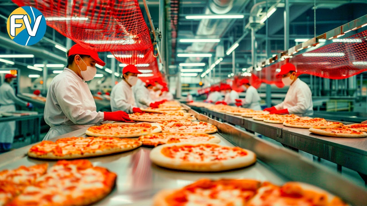 C&oacute;mo se hace la pizza - L&iacute;nea autom&aacute;tica de producci&oacute;n de pizza congelada en f&aacute;brica