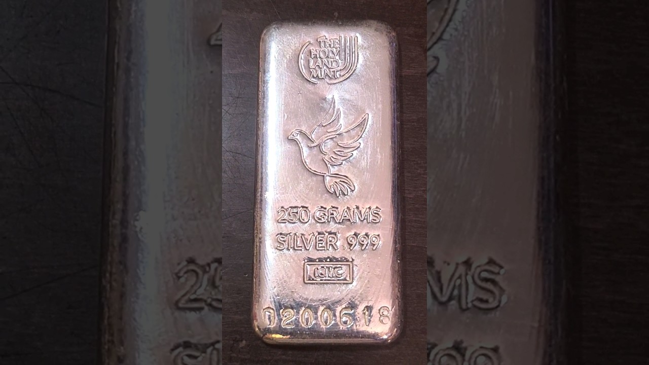 СЕРЕБРЯНЫЙ СЛИТОК 250 ГРАММ СЕРЕБРО 999 ГОЛУБЬ МИРА THE HOLY LAND MINT ICMC 250 GRAMS SILVER 999