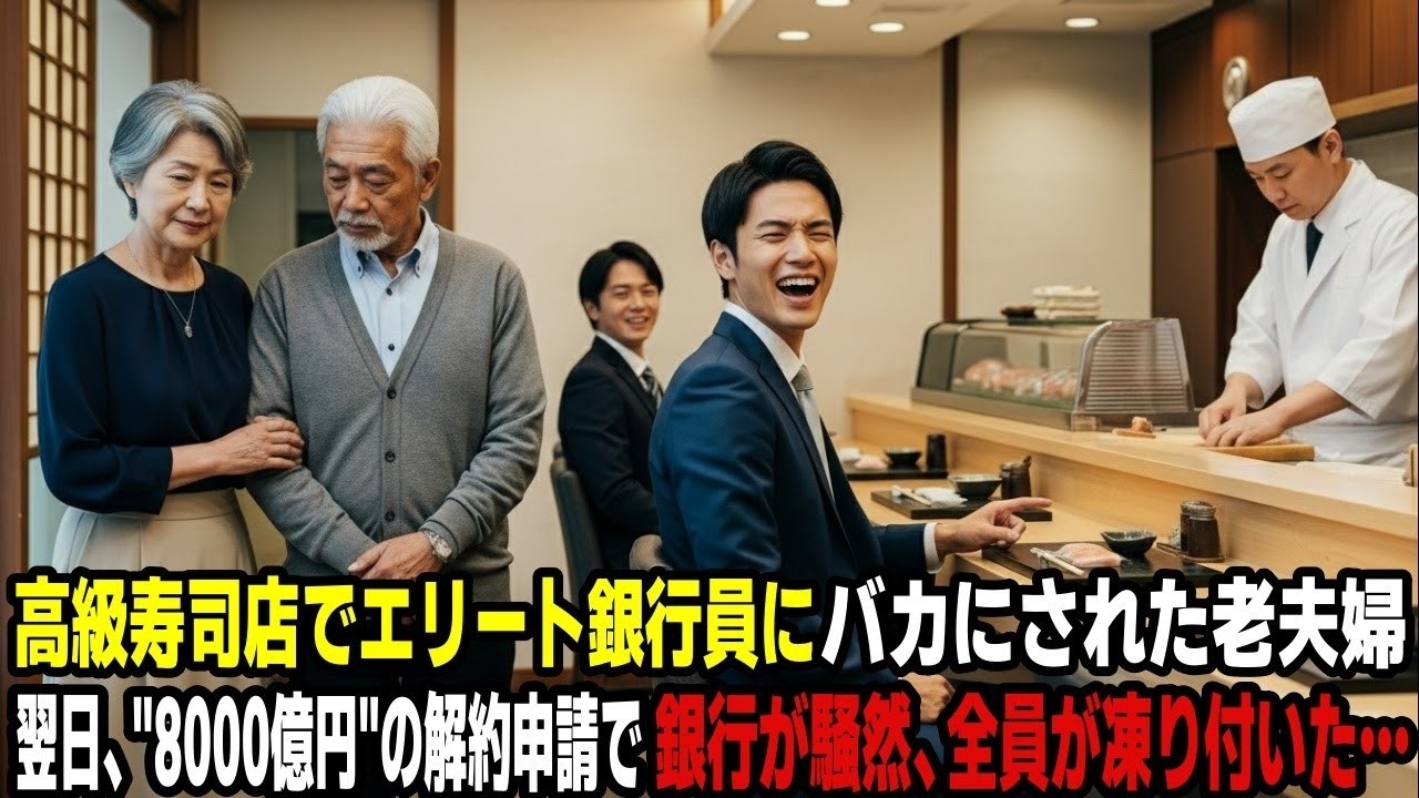 高級寿司店でエリート銀行員にバカにされた老夫婦　翌日、 8000億円 の解約申請で銀行が騒然、全員が凍り付いた…