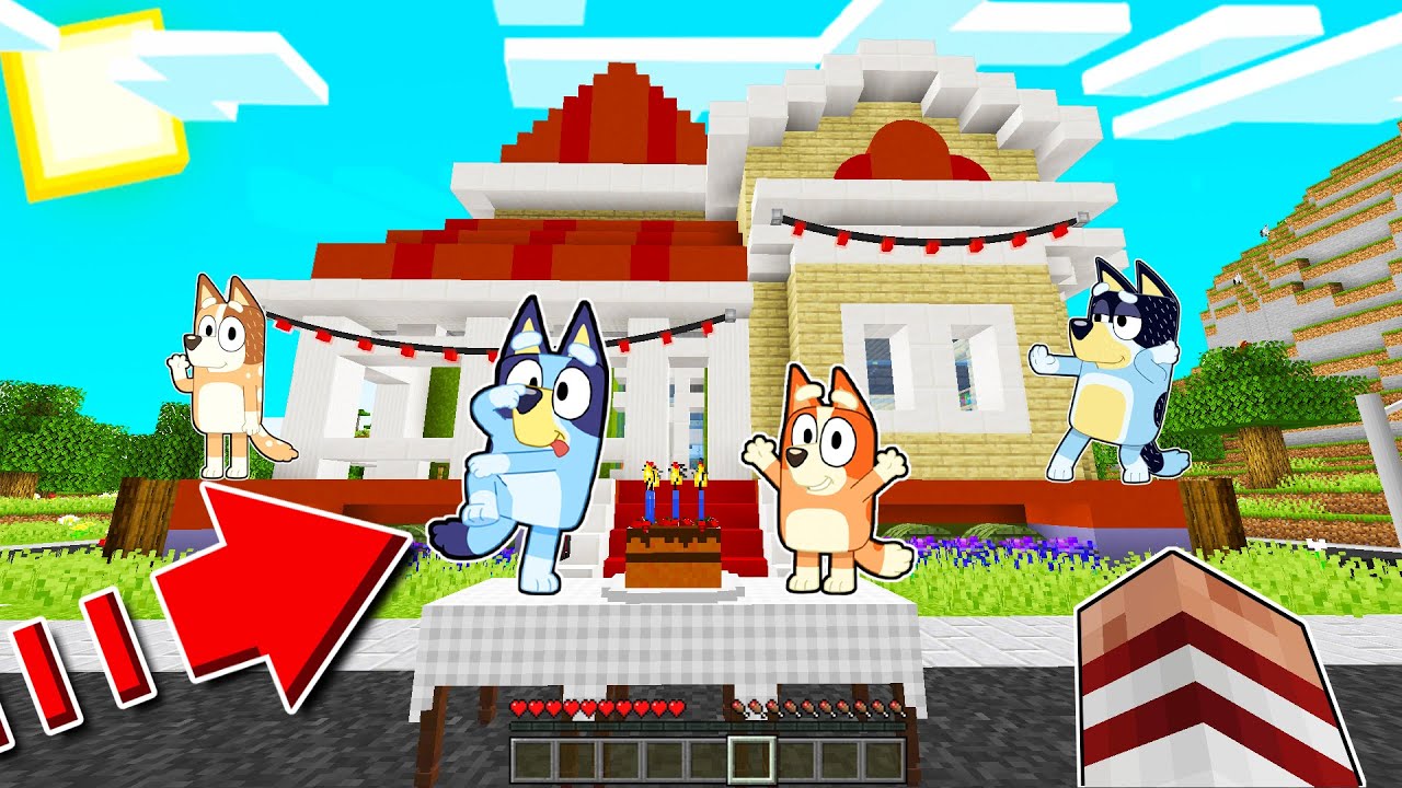 BLUEY y BINGO HACEN UNA FIESTA SORPRESA POR MI CUMPLEA&Ntilde;OS EN MINECRAFT