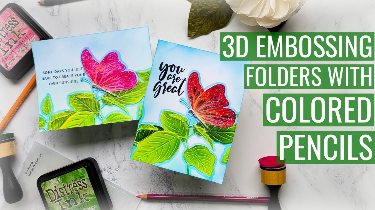 3D Embossing Folders with Colored Pencils: Going Live