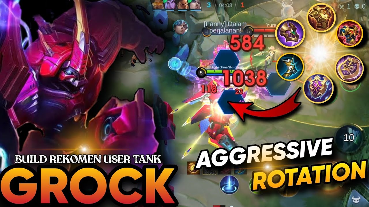 Grock Super Aggressive Rotation‼️ 100% Best initation Protect Non - Stop invading | Build & Emblem..