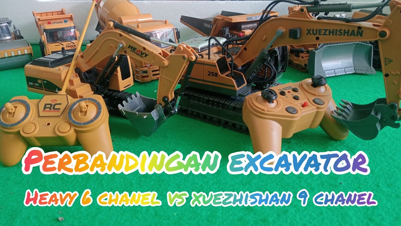 Perbandingan excavator rc heavy 6 chanel vs xuezhishan 9 chanel #excavator #rc #truck #beko #toys