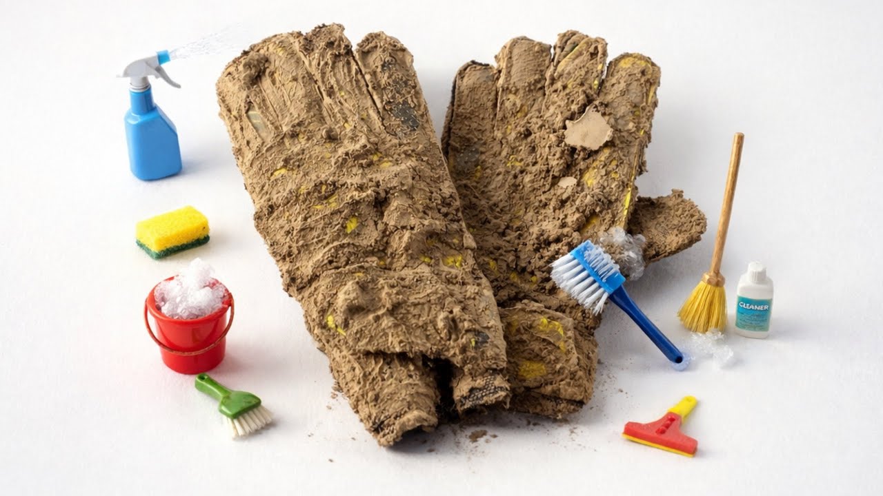 ⚽️4K ASMR Football Gloves Cleaning (No Music) | Satisfying Before & After Transformation” 🧤⚡