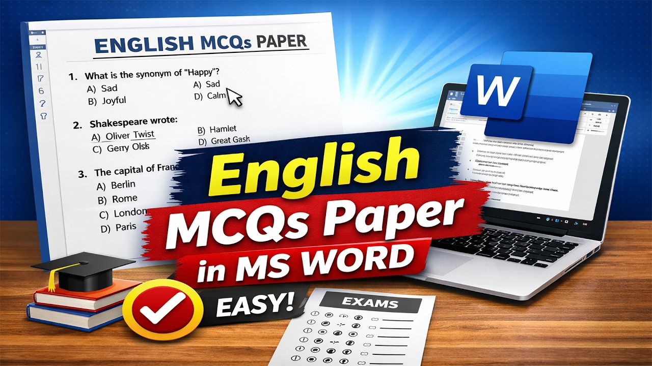 MS Word MCQs Paper Composition | English Paper MCQs in MS Word | Exam Paper Formatting