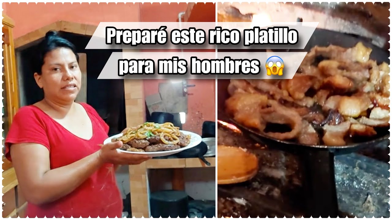 Prepare un buen desayuno de carne encebollada con Frijoles cosidos en olla de BARRO