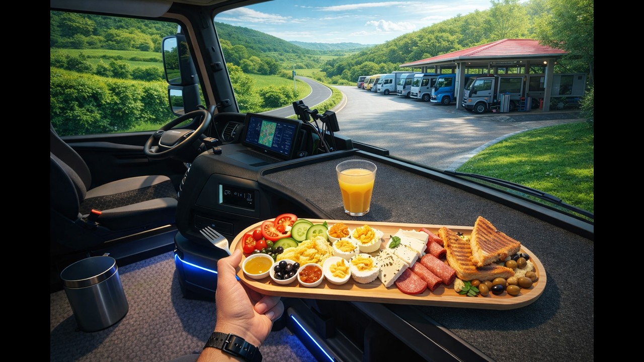Truck Driver’s Tough Day | Breakfast & POV Driving Through 4 Countries