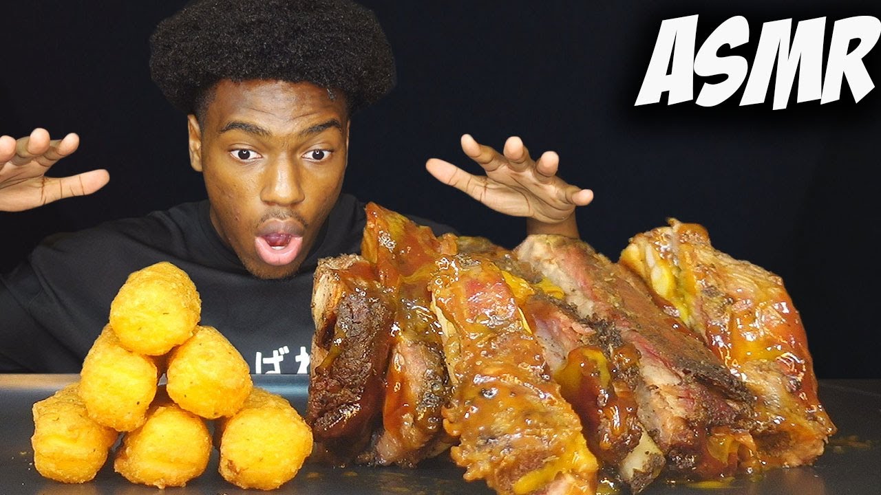 ASMR BBQ BABY BACK RIBS FULL RACK AND MOZZARELLA STICKS MUKBANG | KEVO ASMR