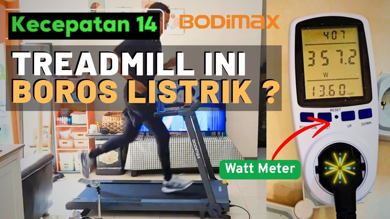 Treadmill BODIMAX RUNNING MACHINE PRO Boros Listrik ? Aku Uji Menggunakan Watt Meter