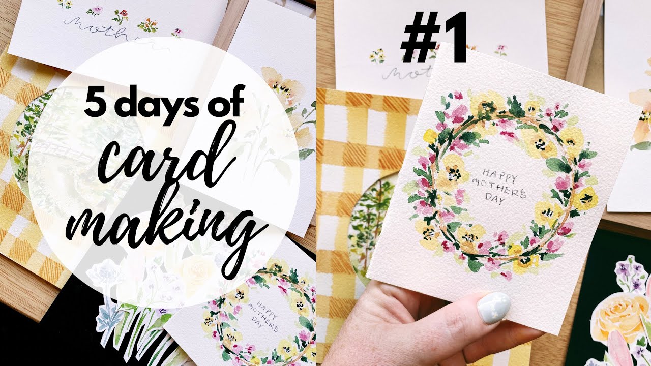 Simple watercolor wreath card tutorial - Day 1 of 5 days of card making