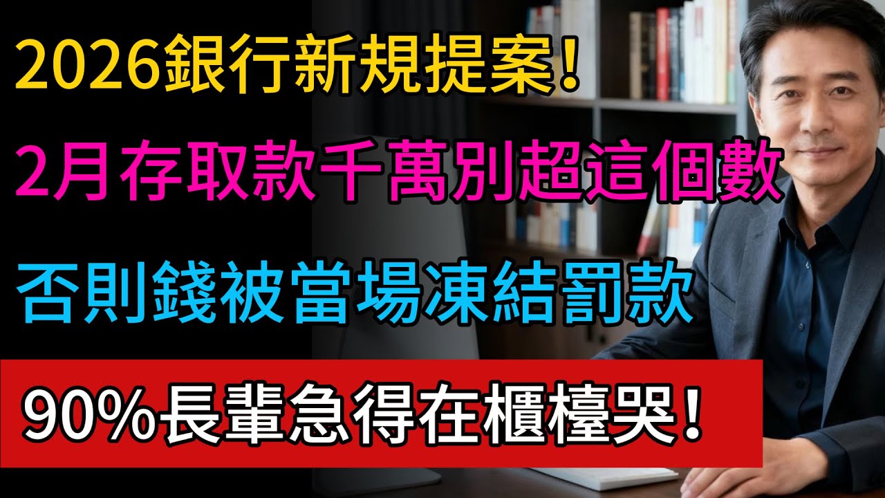 2026銀行新規！一次性存取款超過“這個數”，必須提供“收入證明”！否則錢被當場凍結，還要罰款！很多老人急得在櫃檯哭！#防詐騙 #中老年 #銀行 #存款 #健康之道 #蔡志霖
