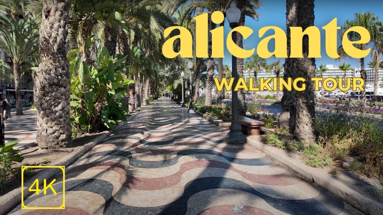 Alicante City Walk | Under the Palm Trees, Explanada de España - Relaxing 4K Street Tour #1