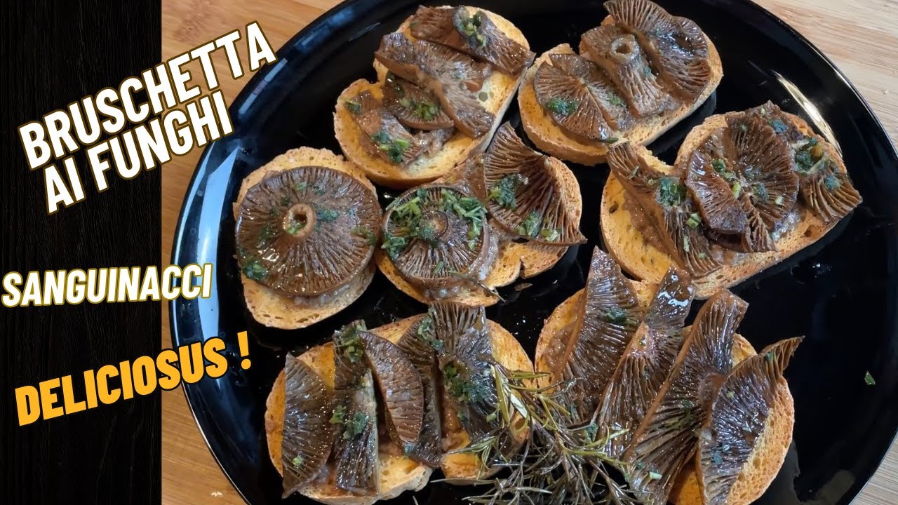 FUNGHI SANGUINACCI (LACTARIUS DELICIOSUS) ARROSTO IN BRUSCHETTA