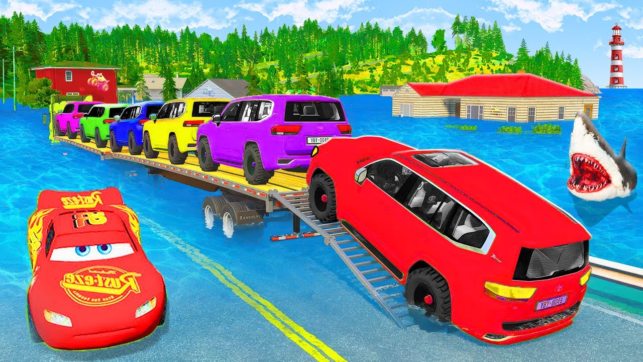 Cars Falling from Truck vs Speed Bumps – Crash Chaos – BEAMNG Part 5. 🏎️