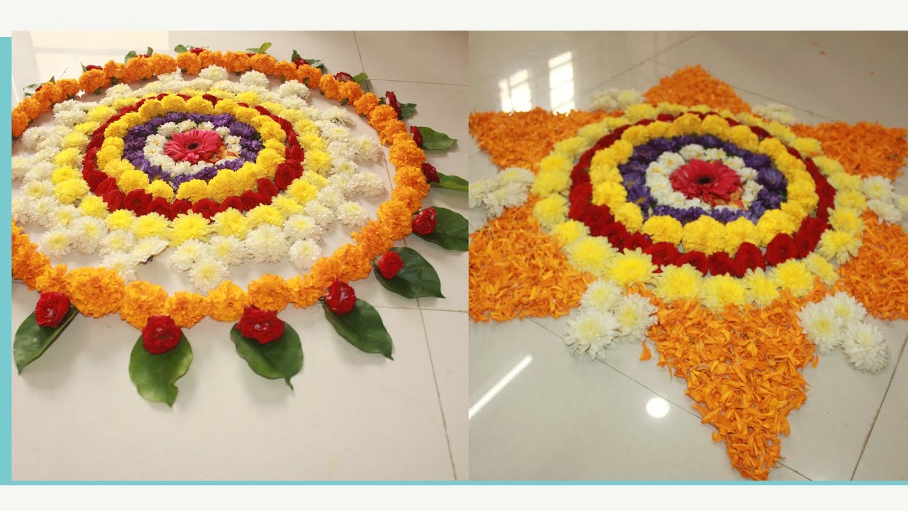 Onam pookalam design//Pookalam designs for Onam festival//Beautiful onam flower rangoli design