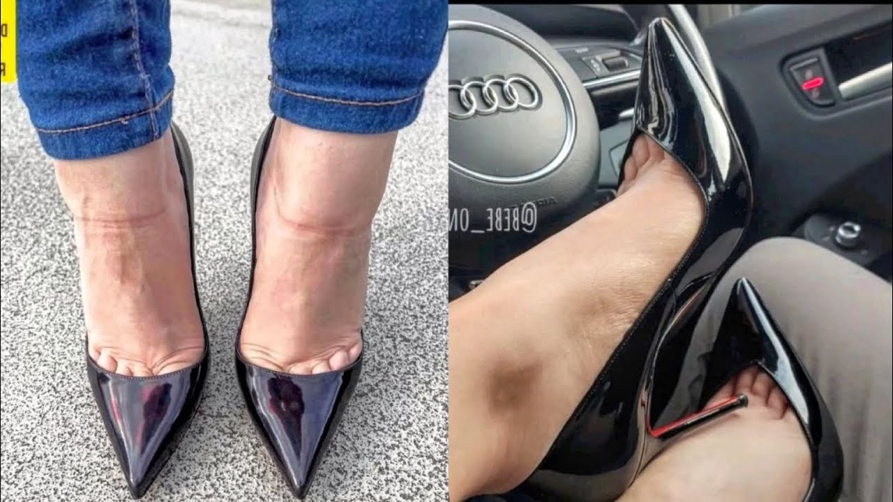 Glossy leather stiletto shoes collection for young girls