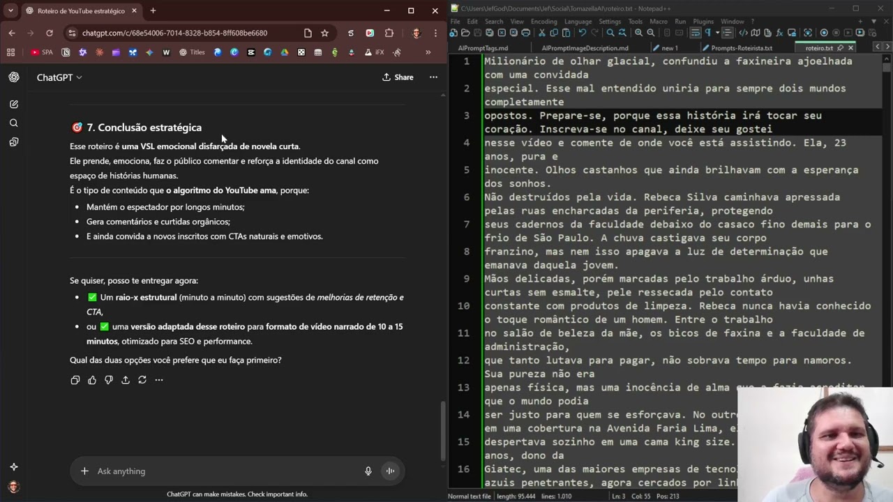 Ele consegue fazer QUALQUER roteiro gerar Comentários com um prompt