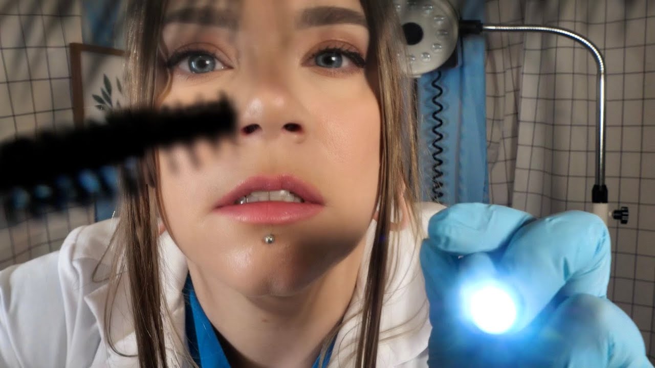 ASMR Hospital Eye & Eyelash Exam | Lots of Unintelligible Whispering, Measuring