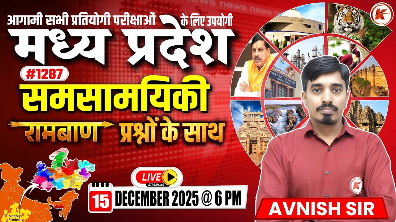 MP Current Affairs Today  | MP Current Affairs 2025 | समसामयिकी 2025 | #1287  | By Avnish Sir