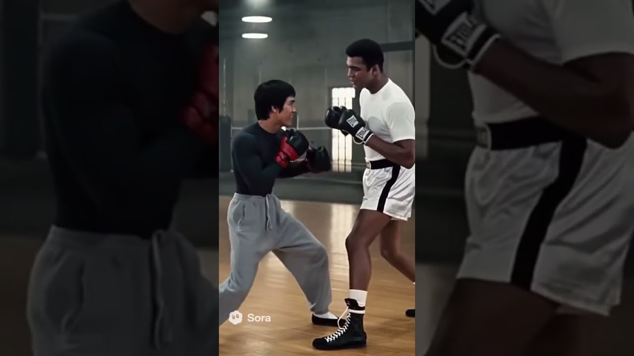 Muhammad Ali vs Bruce Lee practicing box