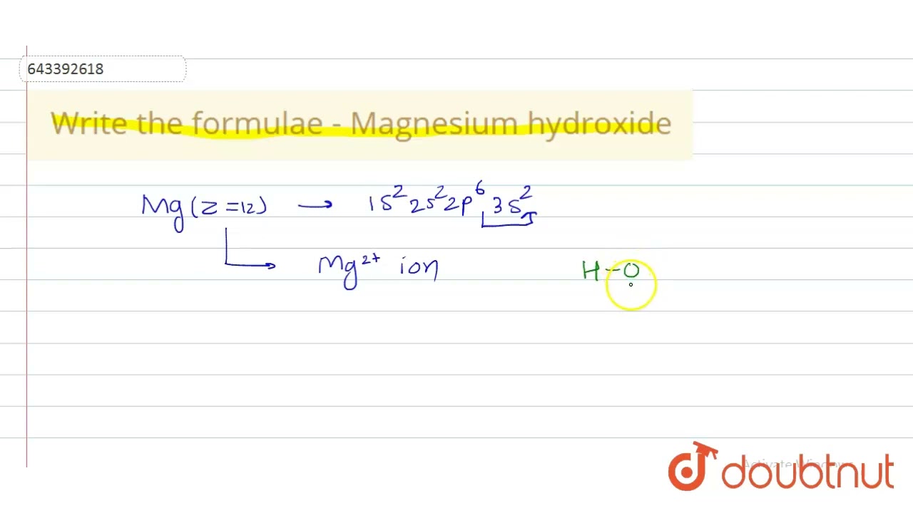 Write the formulae - Magnesium hydroxide  | 8 | LANGUAGE OF CHEMISTRY  | CHEMISTRY | ICSE | Doub...