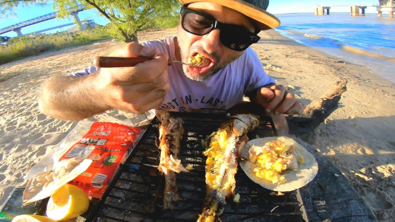 Aventura de Pesca y cocina, Exploro barco abandonado, Cocino tacos de pescado ahumado. pesca urbana