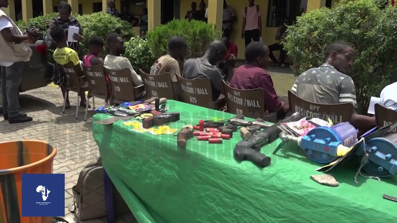 POLICE PARADE CRIPPLE SUSPECT KIDNAP SUSPECT IN DELTA STATE