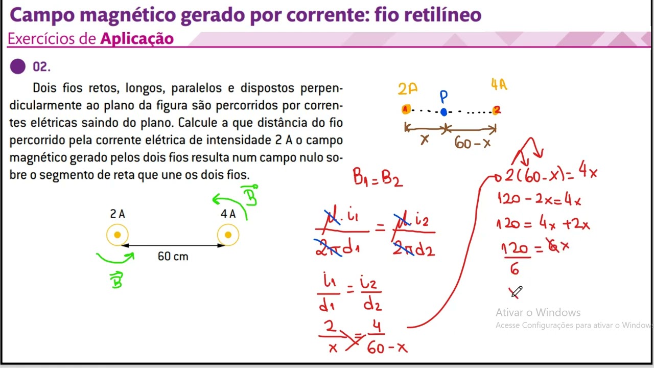 Exercícios de Campo Magnético gerado por corrente: fio retilíneo