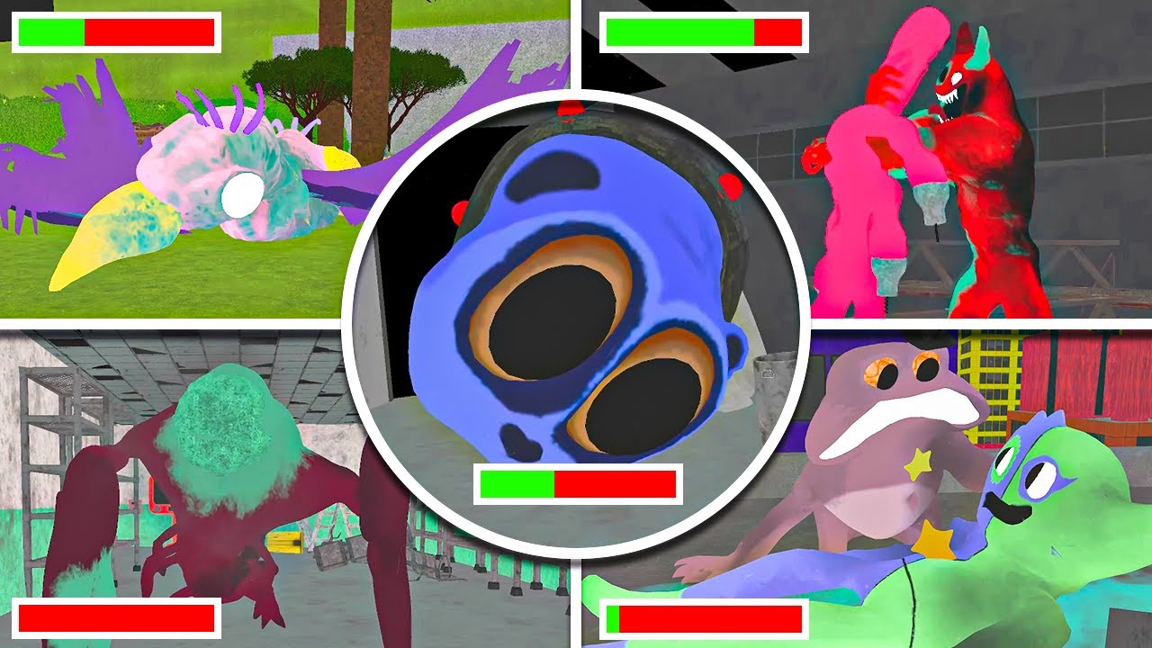 Garten of Banban 0,1,2,3,4,6,7,8 - All DEATHS With HEALTHBARS in Bright Mode Every Game