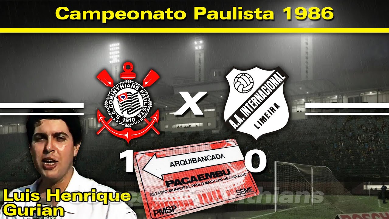 Corinthians 1 x 0 Inter de Limeira - 13 / 08 / 1986 - Campeonato Paulista