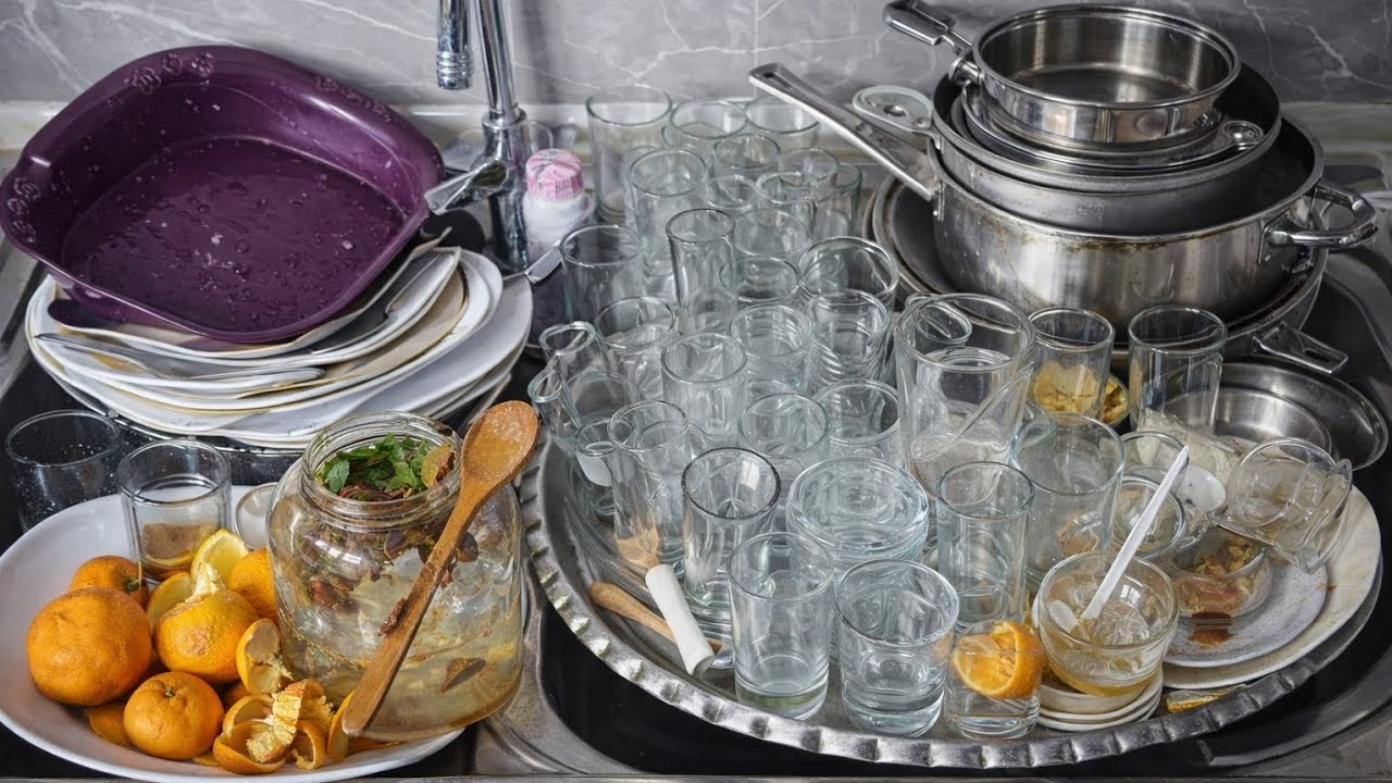 🍽️ Dishwashing –Soothing Water Sounds💦 Evening Sink Reset!