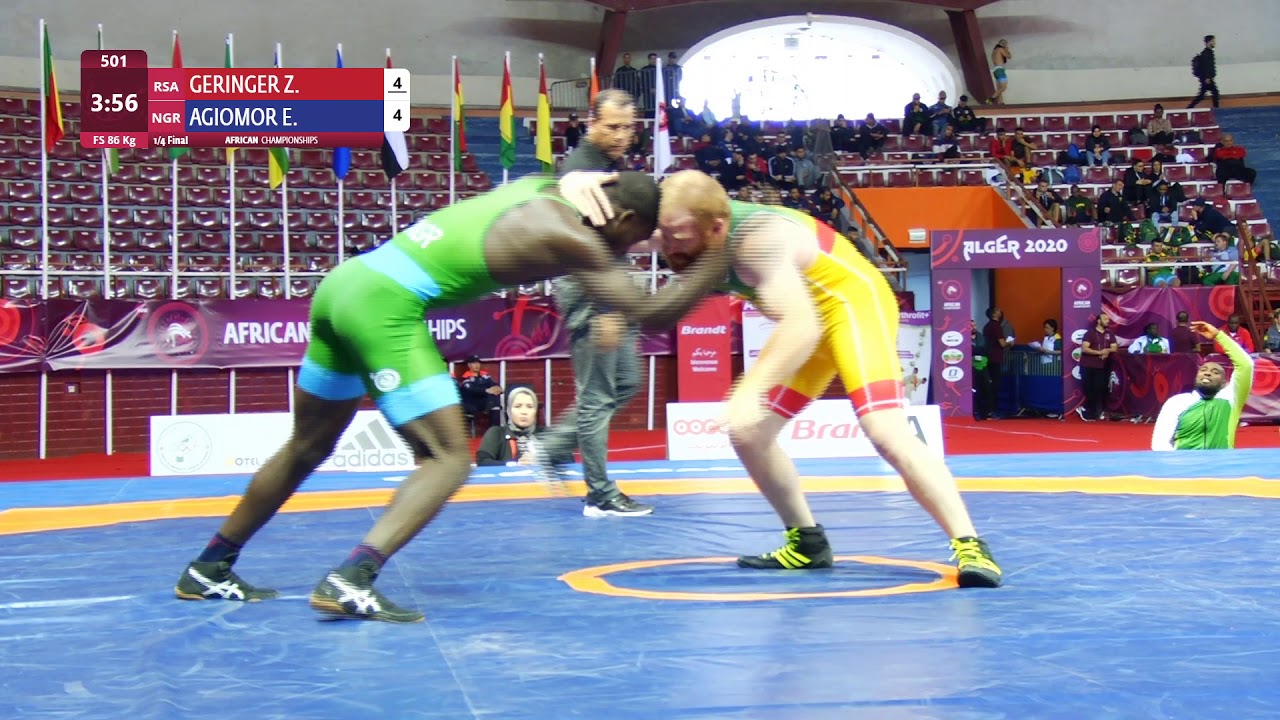 1/4 FS - 86 kg: Z. GERINGER (RSA) v. E. AGIOMOR (NGR)