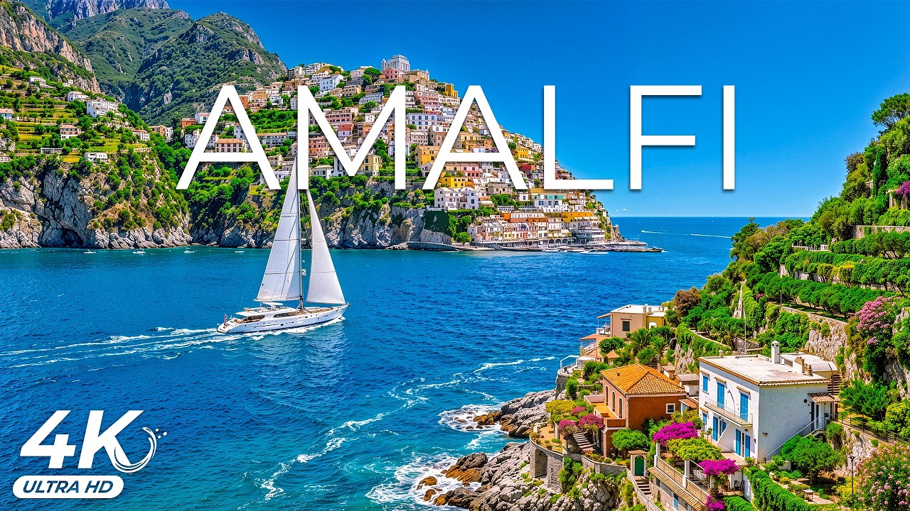 Amalfi 4K UHD - White Terrace Towns, Azure Horizons and Sunlit Waves Along Italy Coast