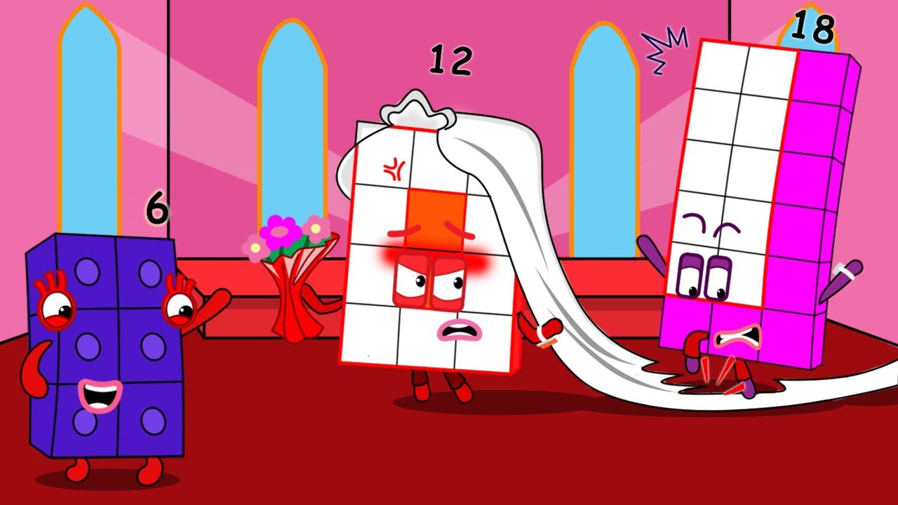 Numberblocks 18 make hilarious wedding with make NB 12 angry | Numberblocks fanmade coloring story