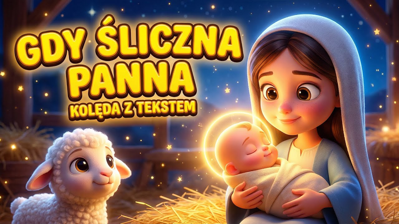🎄 GDY ŚLICZNA PANNA – Kolęda dla Dzieci z Tekstem | Polska Kołysanka Maryjna ✨