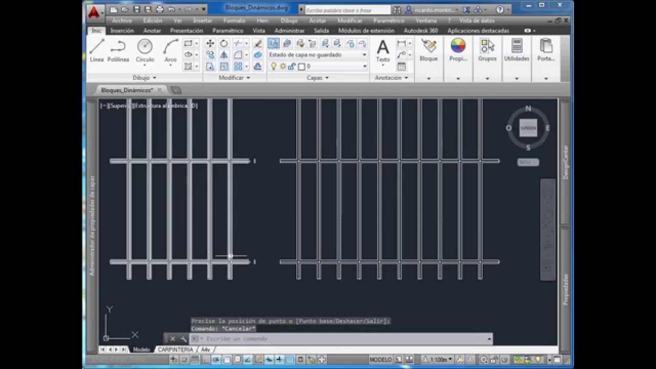 PRACTICA 3 13 EGA II ETSIE UGR Bloque Dinámico AutoCAD Reja en Alzado 2