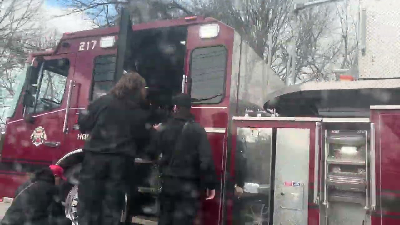 Freeport Fire Department Engine 214 & Tower Ladder 217 getting ready for parade 3/1/26