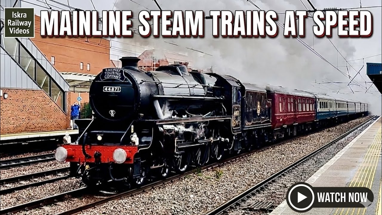 Great British Steam trains at speed on the mainline!